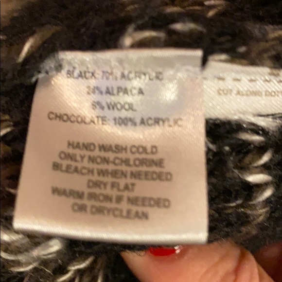 Loft Cowl Sweater- black - brown/cream accents - Picture 6 of 6